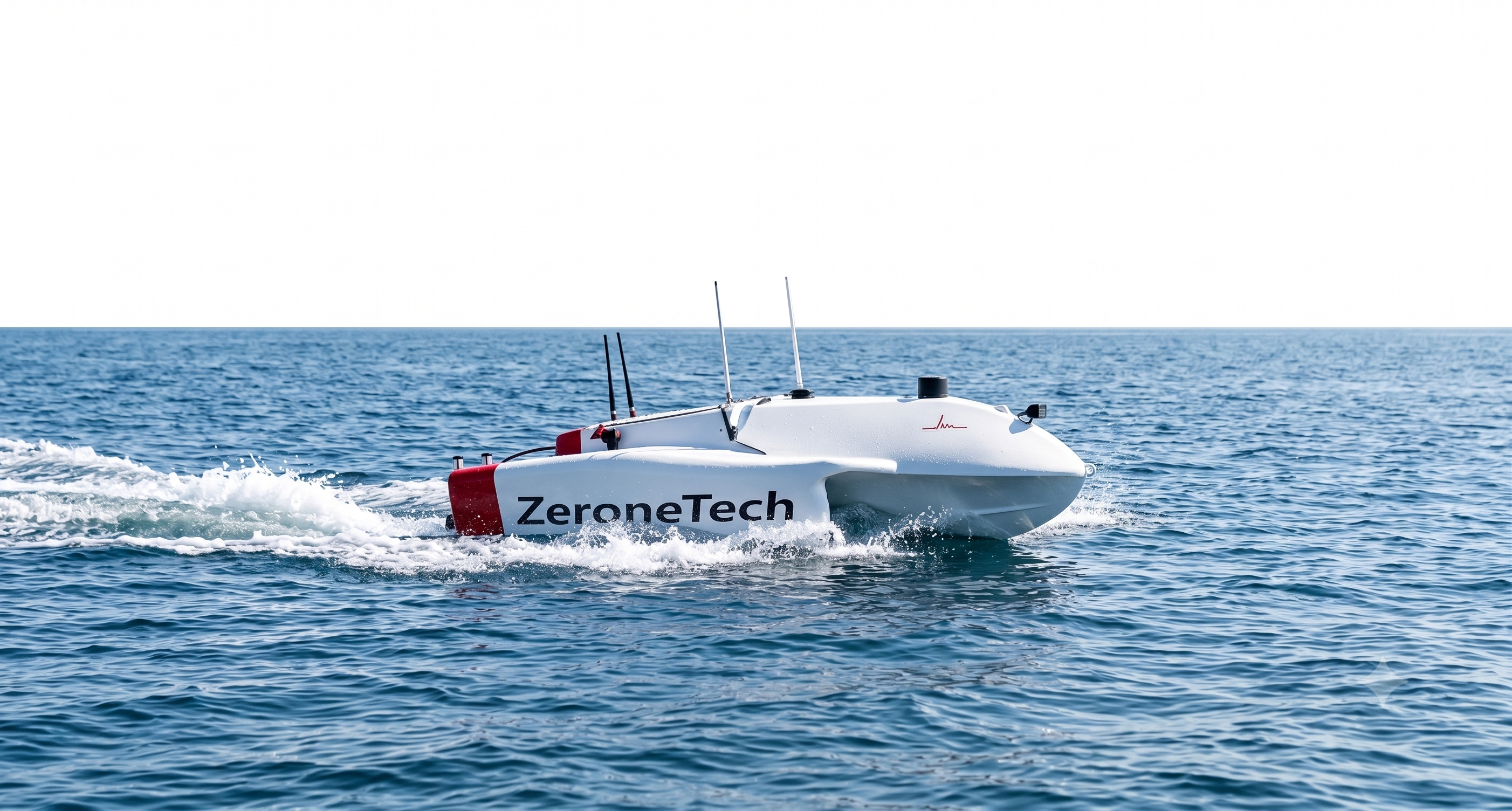 ZeroneTech autonomous surface vessel operating at speed on open water